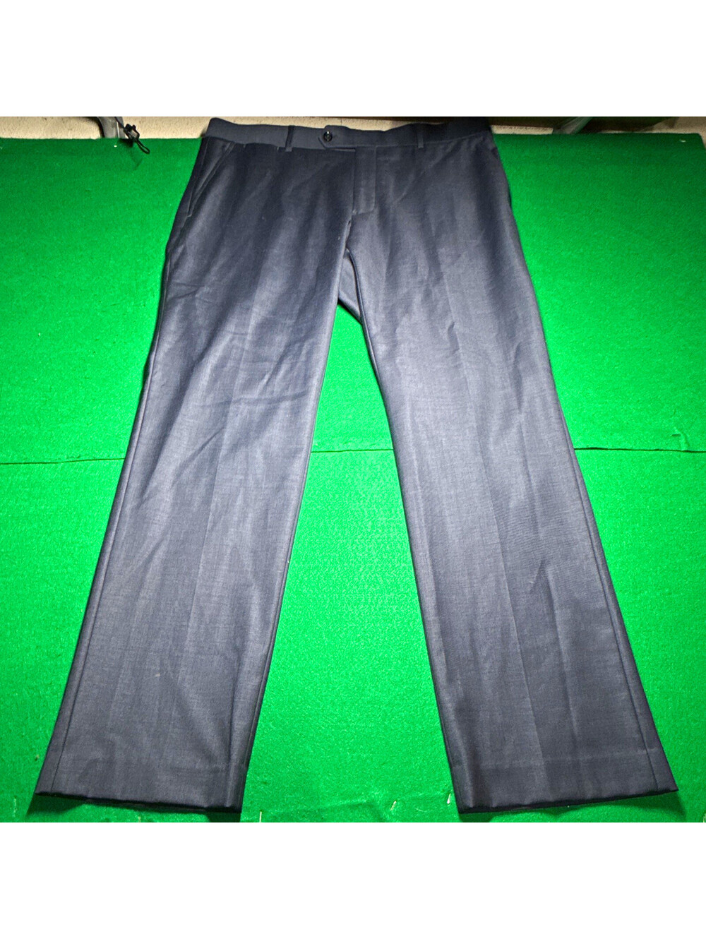 Tommy Hilfiger Men's Blue Dress Pants 36 Regular Wool Blend Flat Front Straight